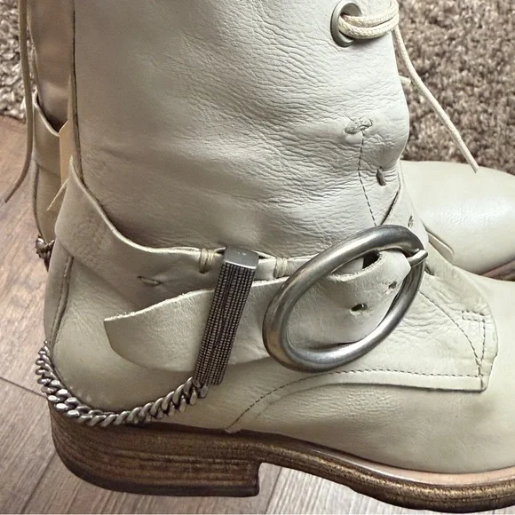 A.S.98 Faust Off-White Lace-Up Moto Leather Boots 
Size 37EU Women - Picture 10 of 16